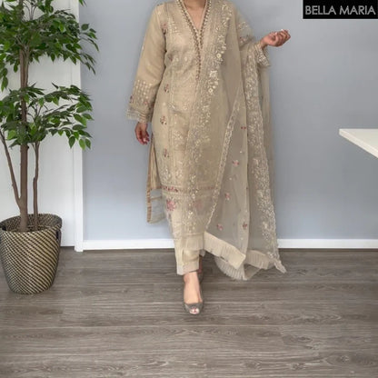 Sadabahar Embroidered Organza 3 Piece Suit