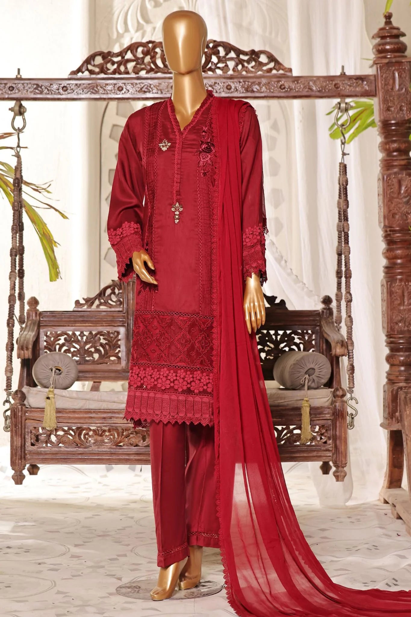 Sadabahar Embroidered Luxury Chiffon 3 Piece Suit