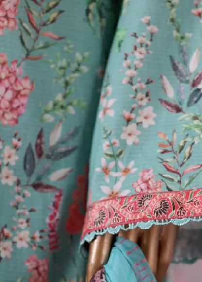 Binsaeed Printed Shirt & Pants(Co-ords)-Sea-green