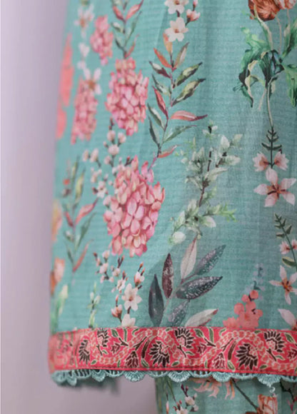 Binsaeed Printed Shirt & Pants(Co-ords)-Sea-green