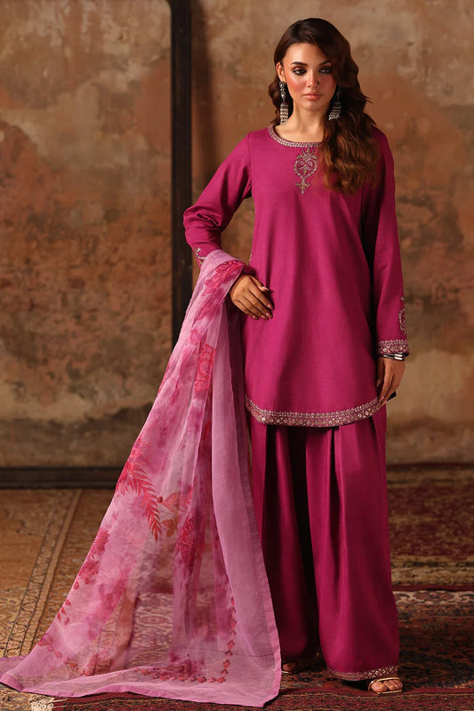 Charizma Embroidered Raw Silk 3 Piece Suit