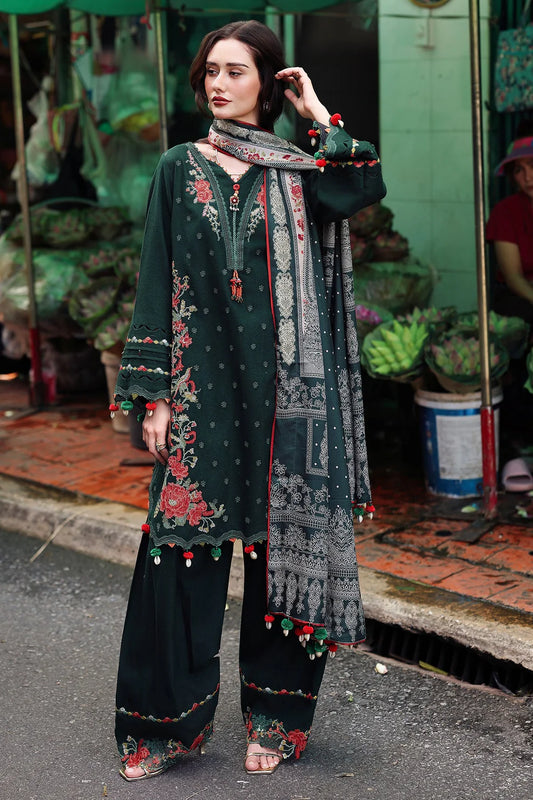 Charizma Embroidered Green 3 Piece Suit-unstitched