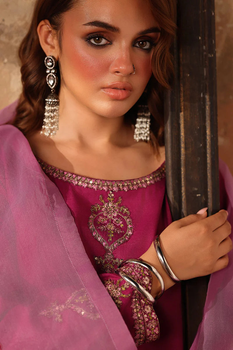 Charizma Embroidered Raw Silk 3 Piece Suit