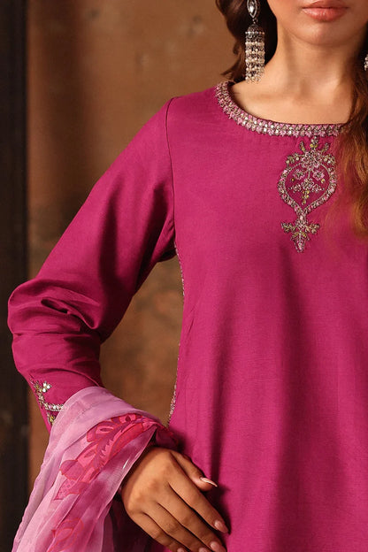 Charizma Embroidered Raw Silk 3 Piece Suit