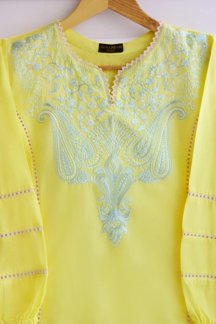 AGHANOOR EMBROIDERED LAWN SHIRT WITH CHIFFON DUPATTA