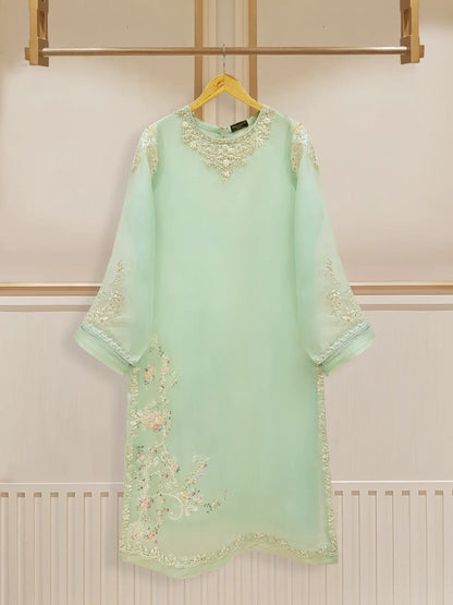 AGHANOOR TWO PIECE PURE ORGANZA EMBROIDERED SHIRT WITH DUPATTA