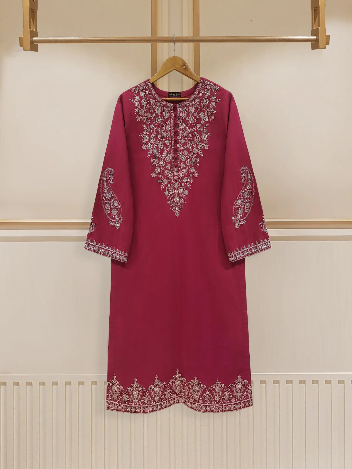 AGHANOOR PURE EMBROIDERED JACQUARD LAWN SHIRT