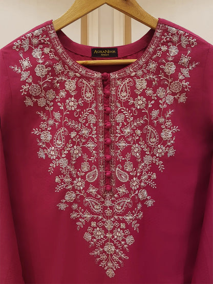 AGHANOOR PURE EMBROIDERED JACQUARD LAWN SHIRT