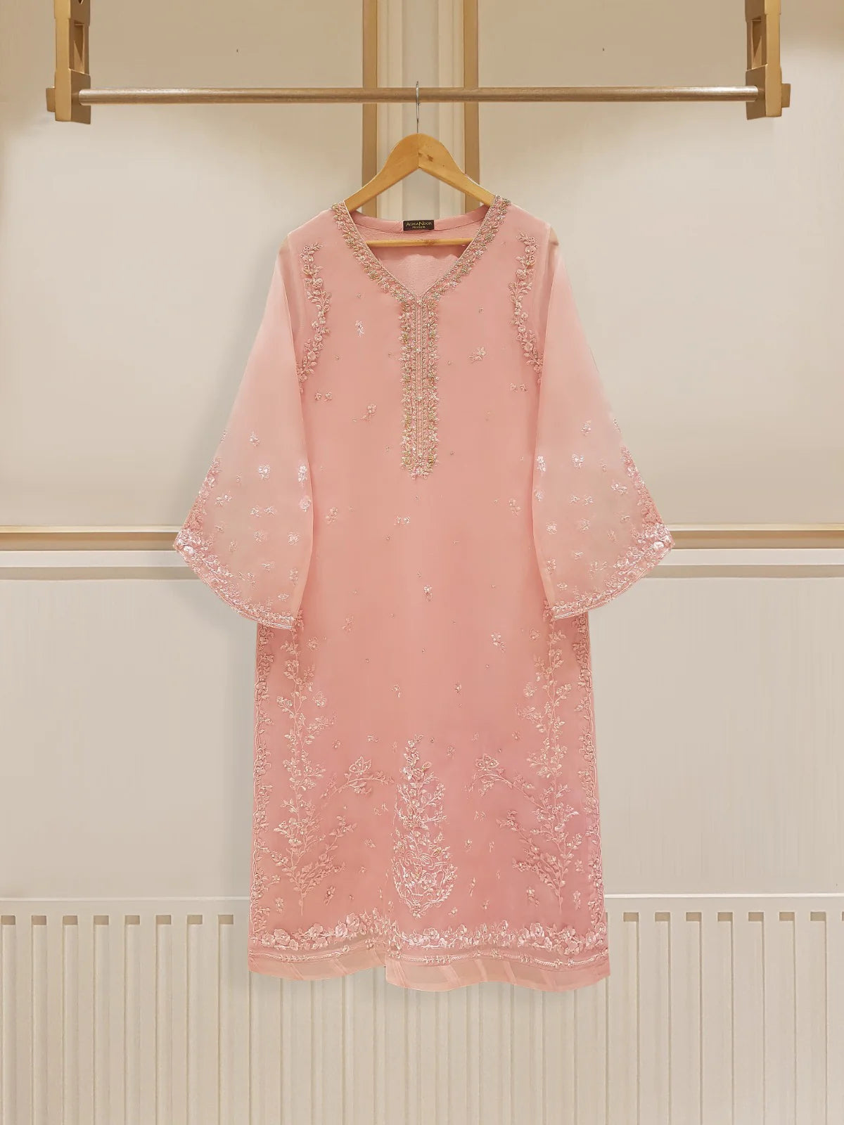 AGHANOOR TWO PIECE PURE ORGANZA EMBROIDERED SHIRT WITH DUPATTA