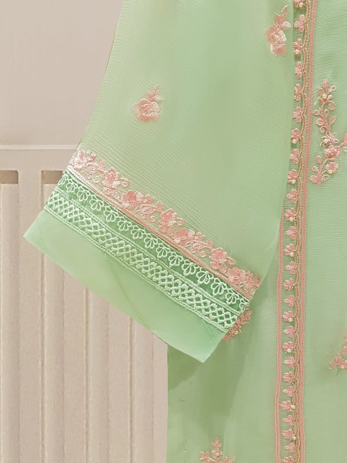 AGHANOOR TWO PIECE 100% PURE CHIFFON BEAUTIFUL EMBROIDERED SHIRT WITH DUPATTA