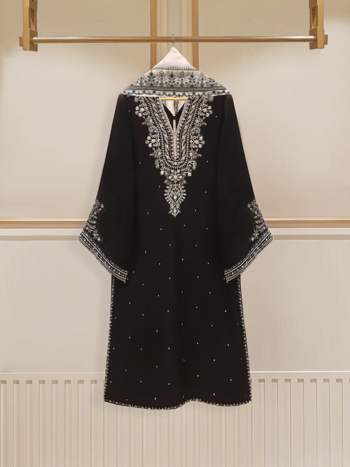 AGHANOOR TWO PIECE 100% PURE CHIFFON BEAUTIFUL EMBROIDERED SHIRT WITH DUPATTA