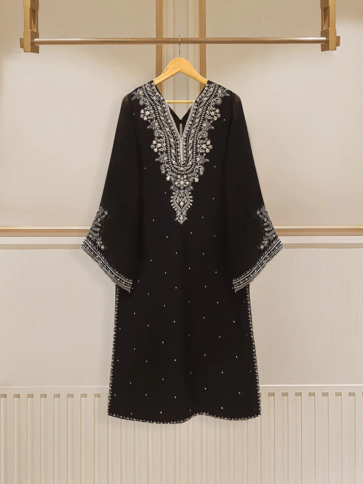 AGHANOOR TWO PIECE 100% PURE CHIFFON BEAUTIFUL EMBROIDERED SHIRT WITH DUPATTA