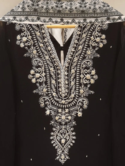 AGHANOOR TWO PIECE 100% PURE CHIFFON BEAUTIFUL EMBROIDERED SHIRT WITH DUPATTA