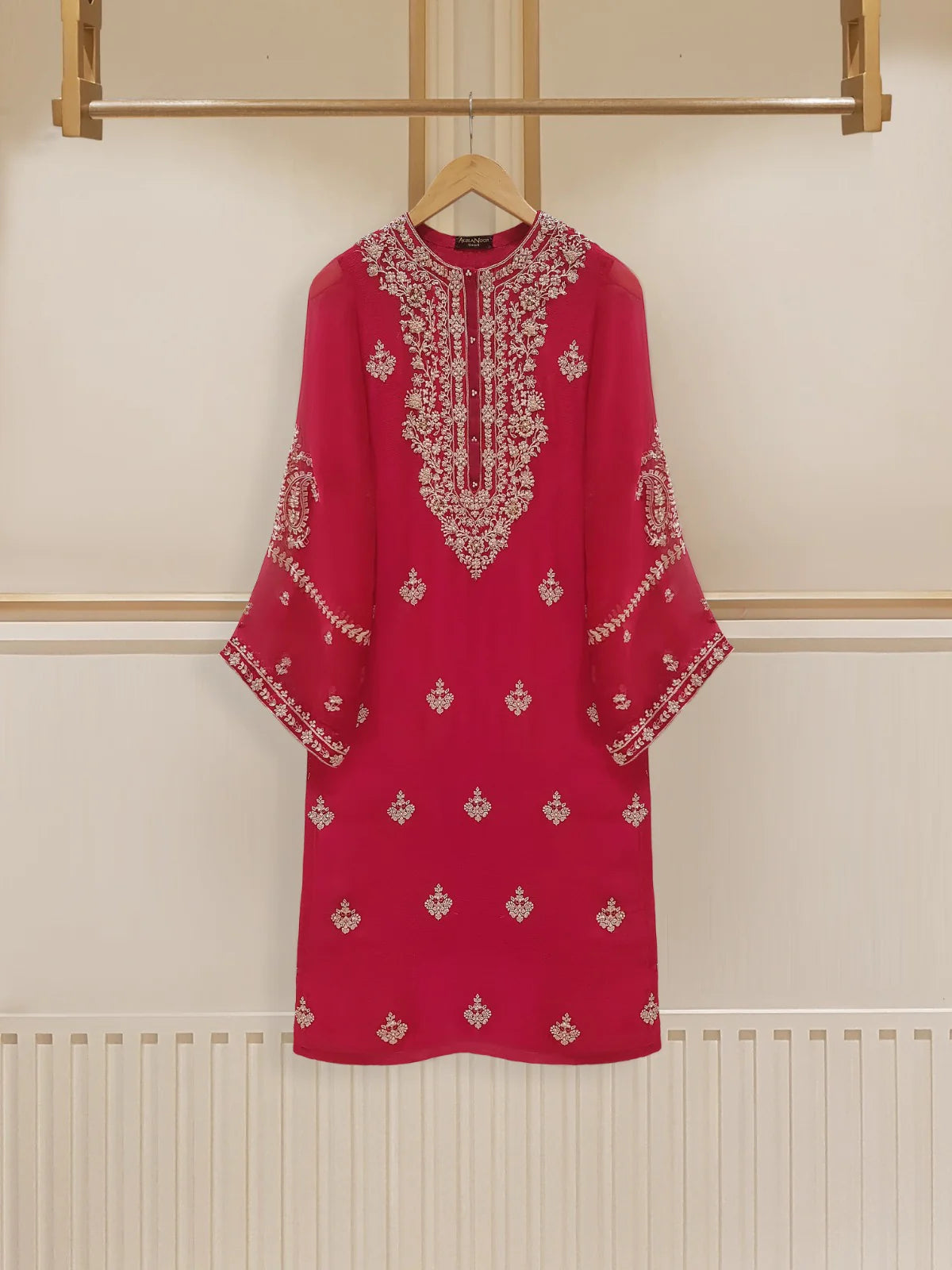 AGHANOOR PURE CHIFFON BEAUTIFUL EMBROIDERED SHIRT AND PANT