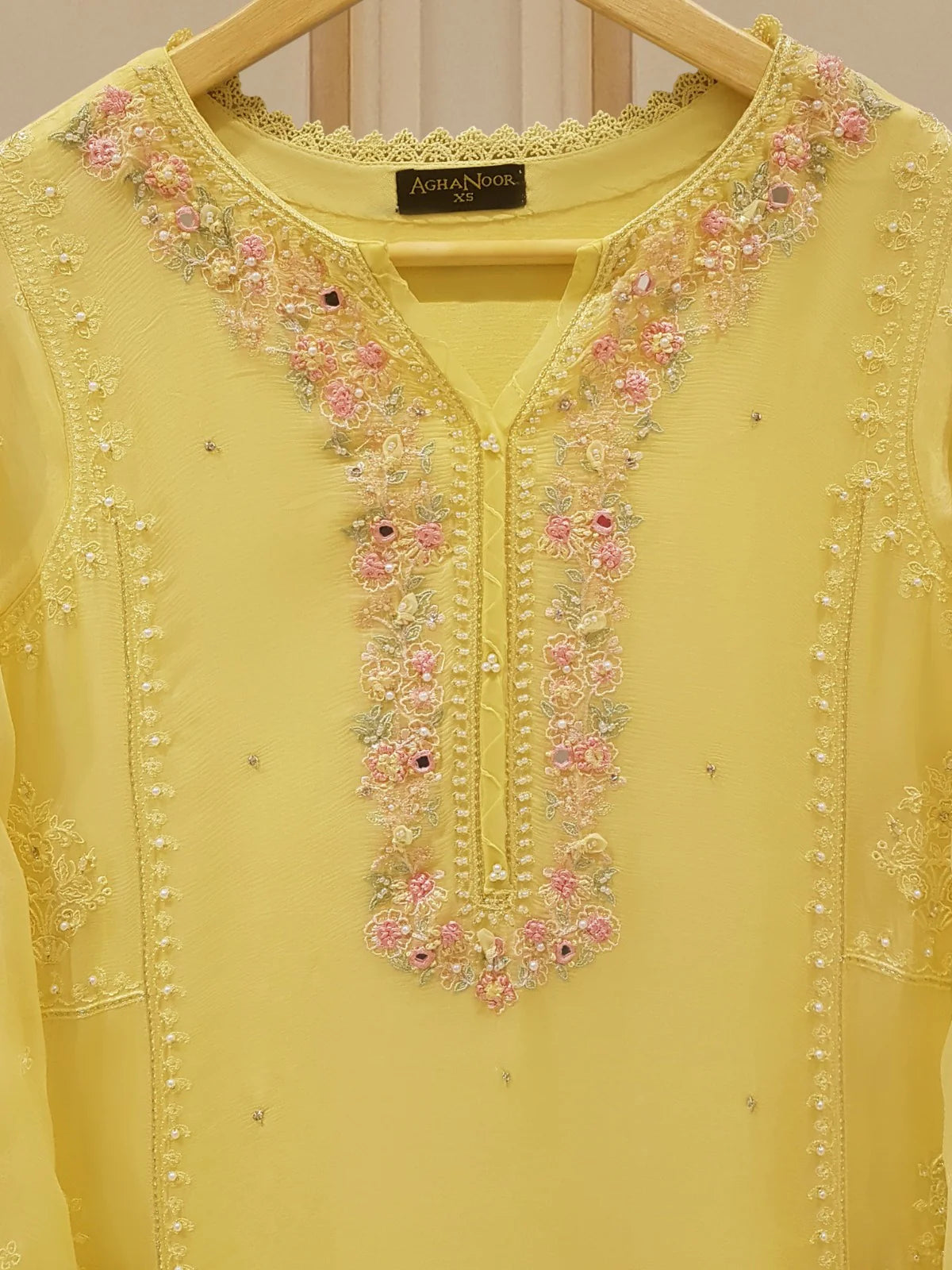 AGHANOOR PURE CHIFFON BEAUTIFUL EMBROIDERED SHIRT AND PANT