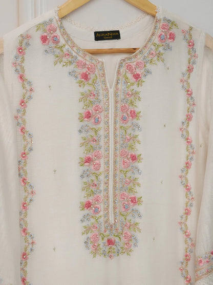 AGHANOOR PURE COTTON NET BEAUTIFUL HAND EMBROIDERED SHIRT AND PANT