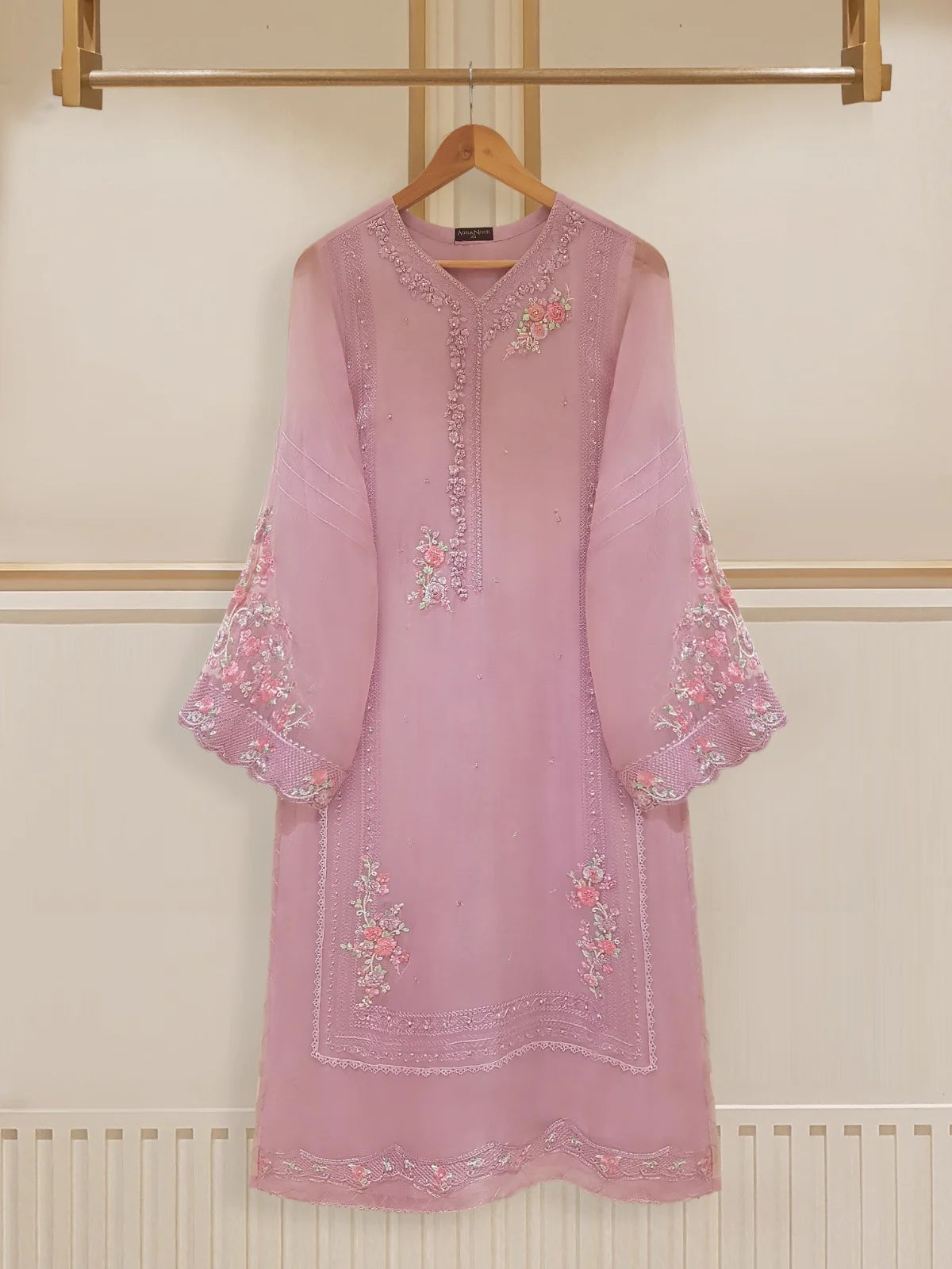 TWO PIECE 100% PURE CHIFFON BEAUTIFUL EMBROIDERED