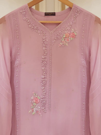 TWO PIECE 100% PURE CHIFFON BEAUTIFUL EMBROIDERED