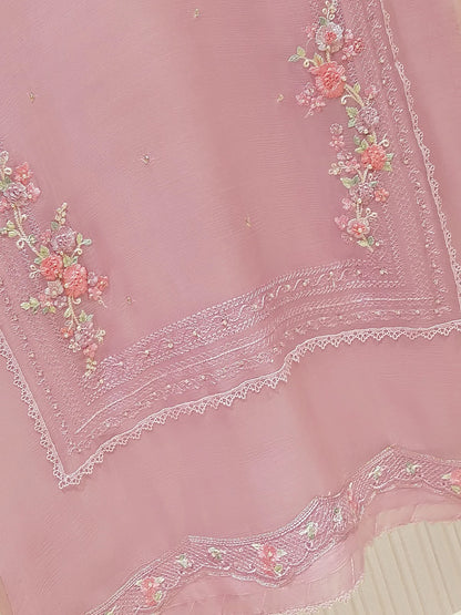 TWO PIECE 100% PURE CHIFFON BEAUTIFUL EMBROIDERED