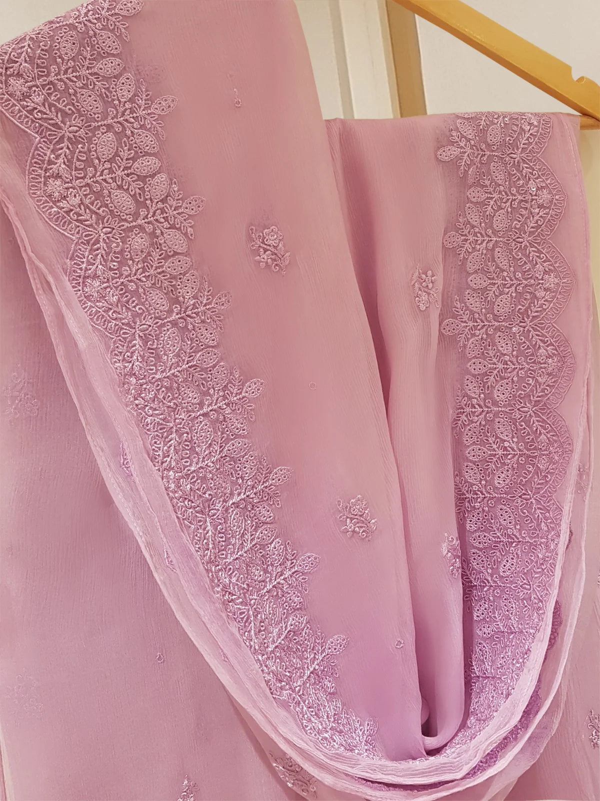 TWO PIECE 100% PURE CHIFFON BEAUTIFUL EMBROIDERED