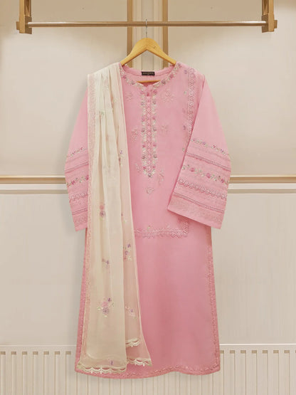 TWO PIECE FINE JACQUARD LAWN EMBROIDERED SHIRT WITH CHIFFON DUPATTA