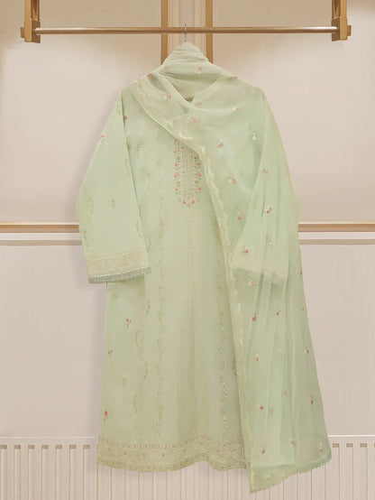 TWO PIECE FINE JACQUARD LAWN EMBROIDERED SHIRT WITH CHIFFON DUPATTA