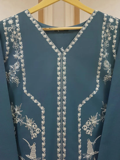 TWO PIECE FINE PIMA FULLY EMBROIDERED SHIRT WITH CHIFFON DUPATTA