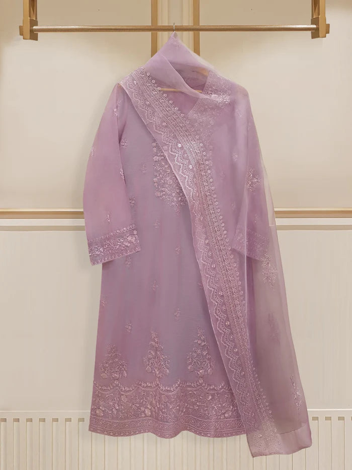 TWO PIECE PURE COTTON NET SHIRT WITH ORGANZA DUPATTA