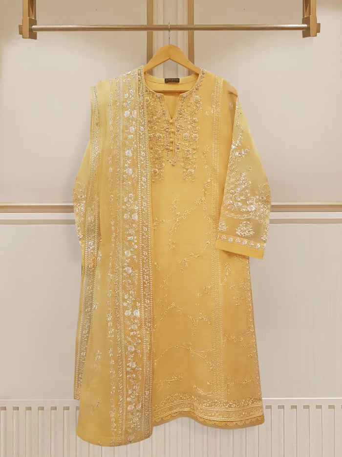 AGHANOOR PURE COTTON NET EMBROIDERED SHIRT AND DUPATTA