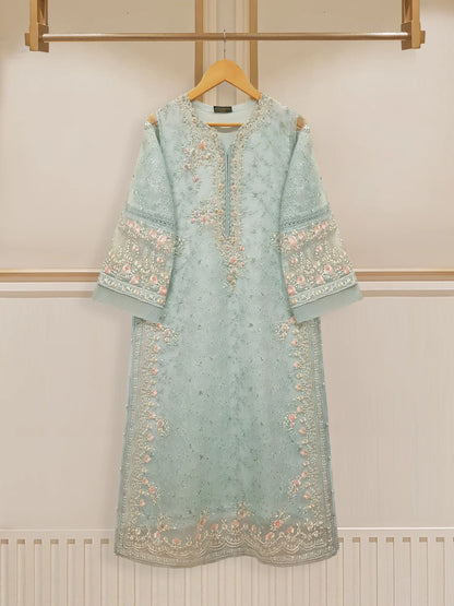 AGHANOOR 3 PIECE PURE ORGANZA EMBROIDERED SUIT