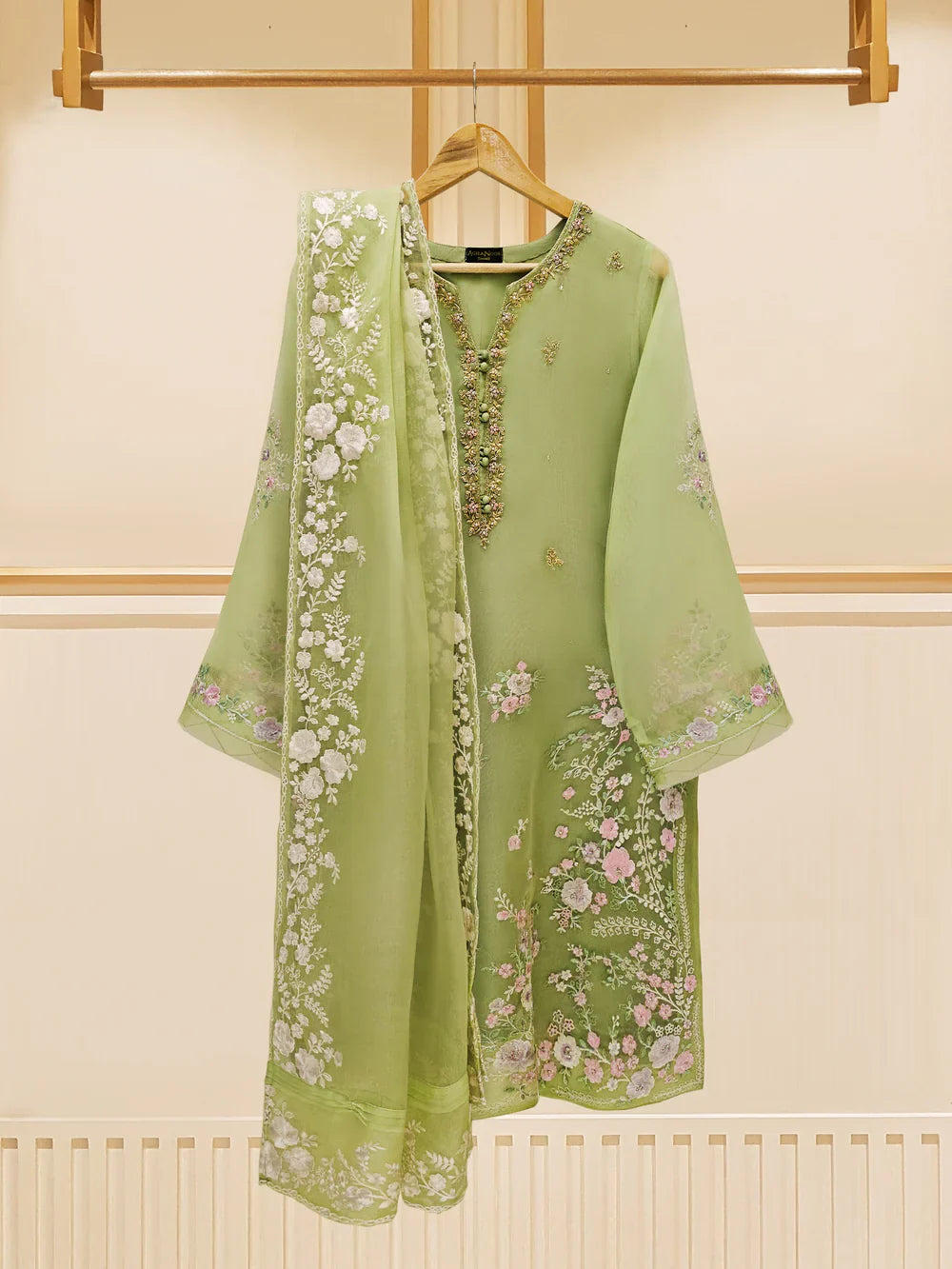 Aghanoor Embroidered Organza 3 Piece Suit
