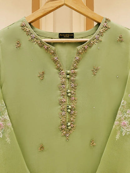 Aghanoor Embroidered Organza 3 Piece Suit