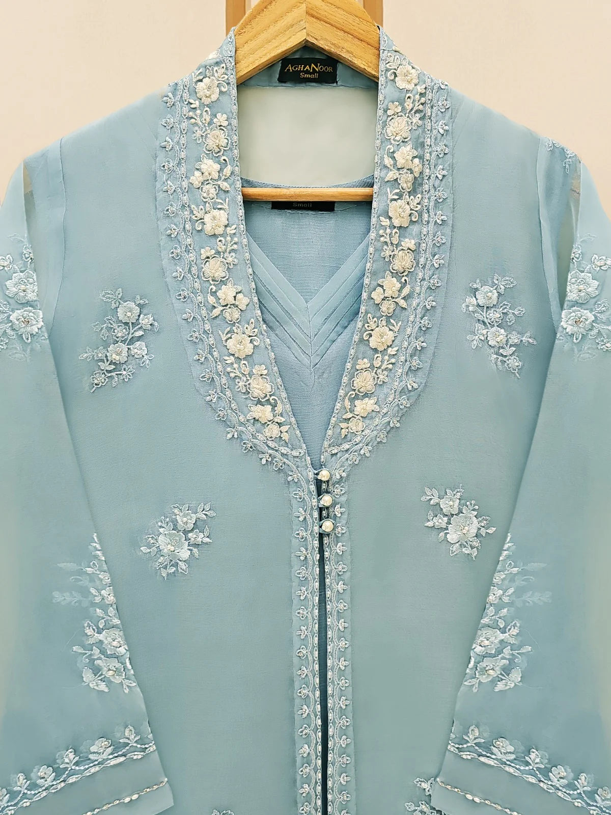 AGHANOOR ORGANZA EMBROIDERED SHIRT AND SILK PANT