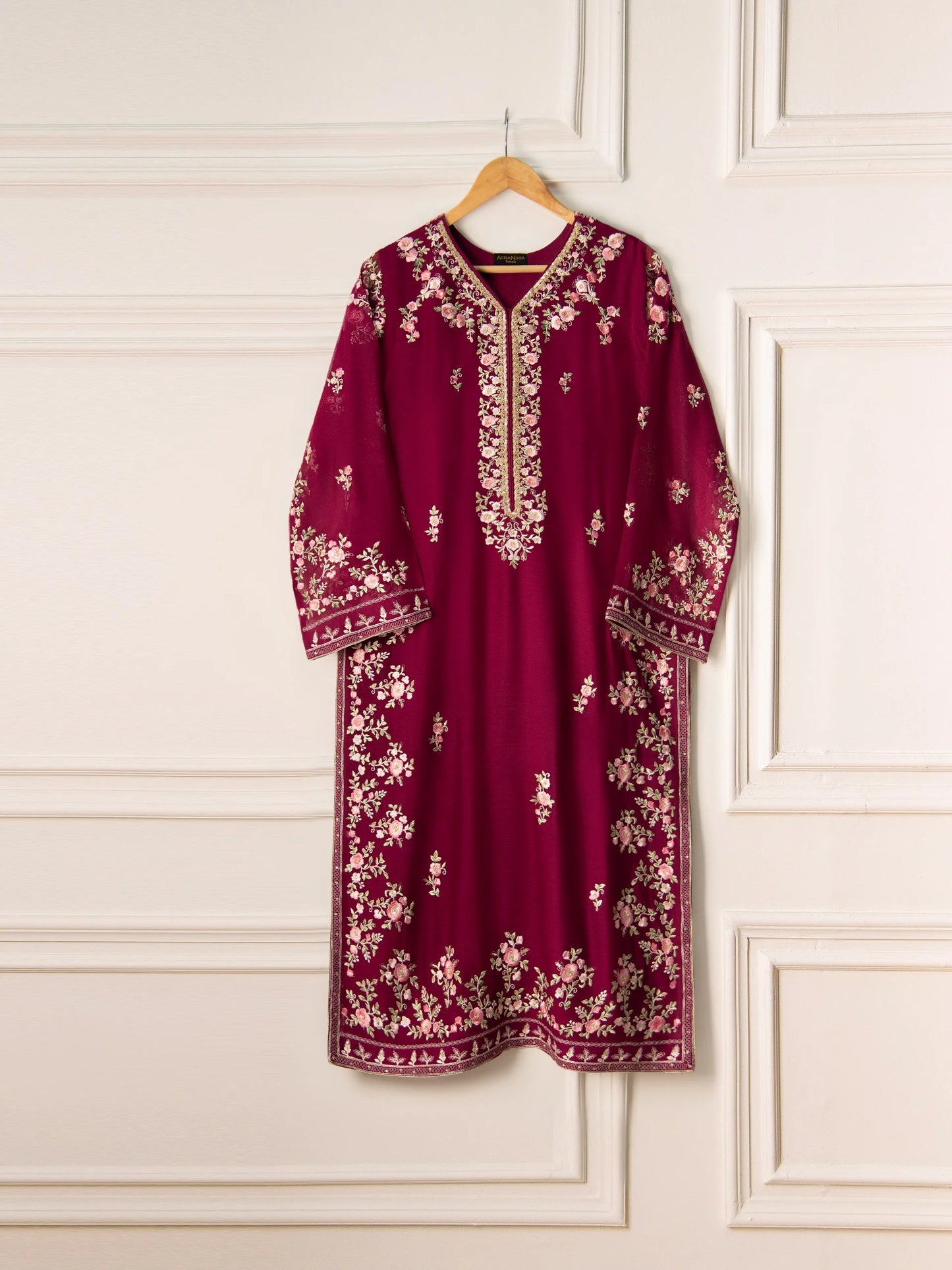 AGHANOOR 2 PIECE PURE COTTON NET EMBROIDERED SUIT