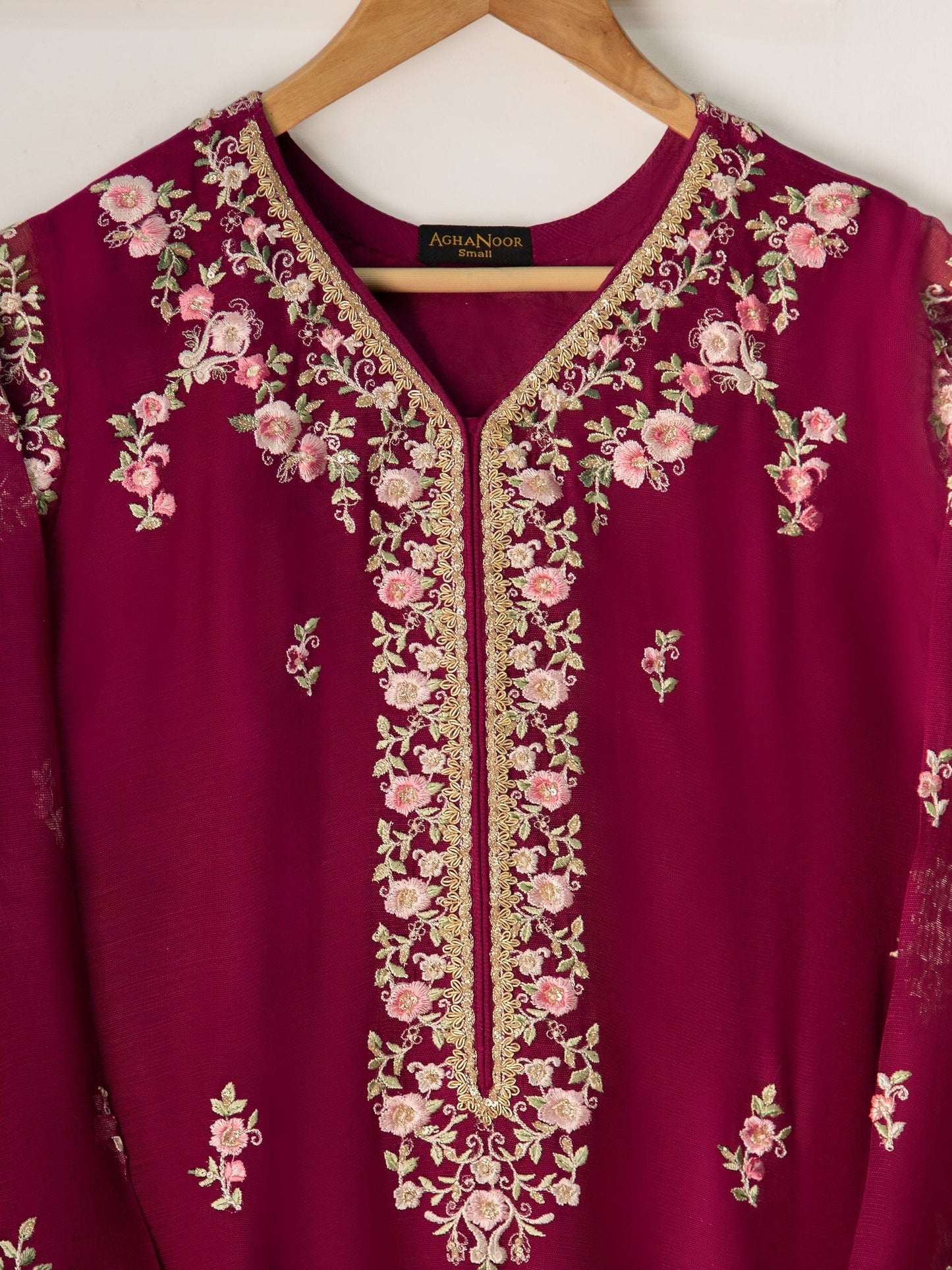 AGHANOOR 2 PIECE PURE COTTON NET EMBROIDERED SUIT