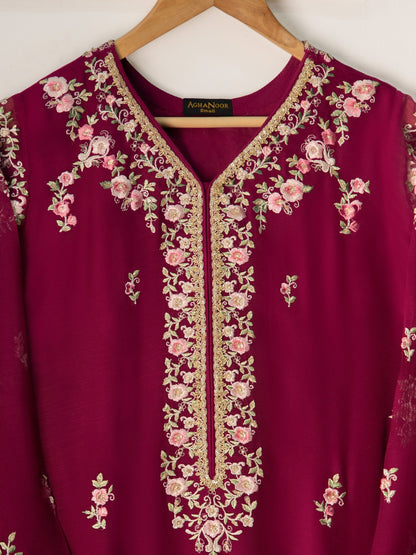 AGHANOOR 2 PIECE PURE COTTON NET EMBROIDERED SUIT