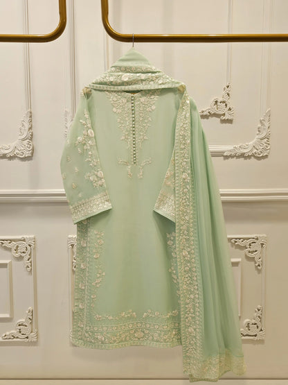 Aghanoor Pure Chiffon Embroidered 3 Piece Suit