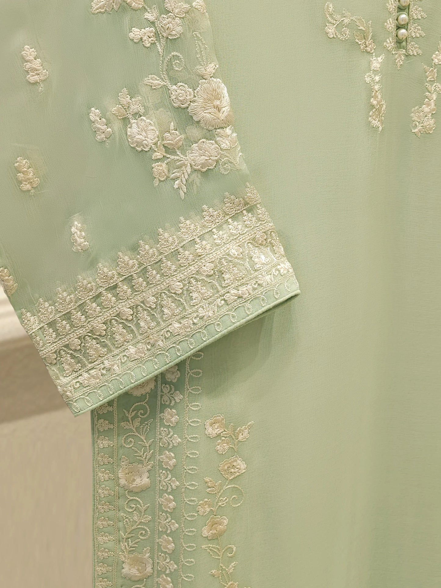Aghanoor Pure Chiffon Embroidered 3 Piece Suit