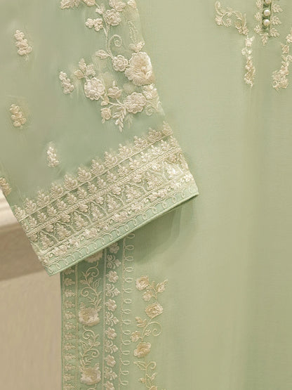 Aghanoor Pure Chiffon Embroidered 3 Piece Suit