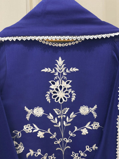 AGHANOOR COTTON NET EMB SHIRT,DUPATTA WITH FARSHI SILK TROUSERS