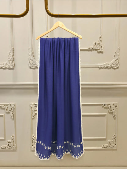 AGHANOOR COTTON NET EMB SHIRT,DUPATTA WITH FARSHI SILK TROUSERS