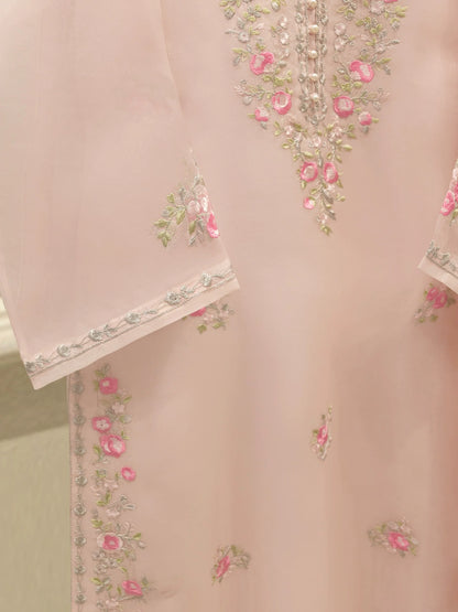 3 Piece-Aghanoor Embroidered Organza 3 Piece Suit