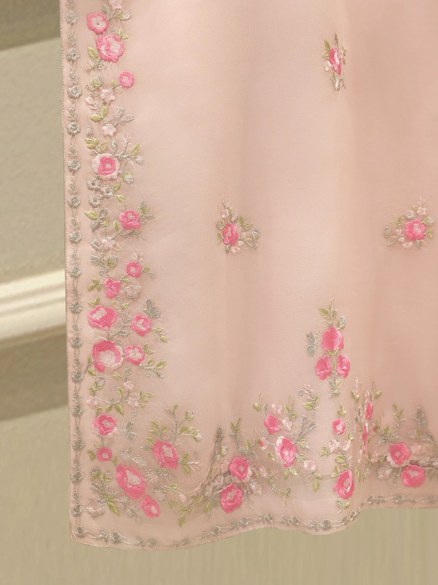 3 Piece-Aghanoor Embroidered Organza 3 Piece Suit