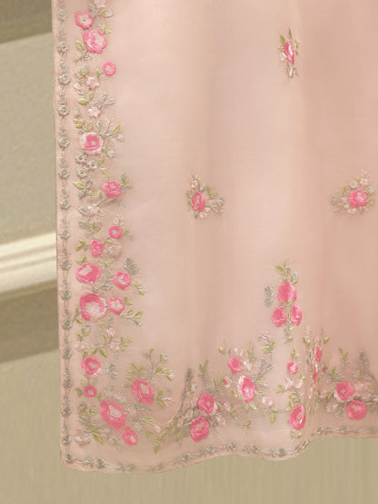 3 Piece-Aghanoor Embroidered Organza 3 Piece Suit