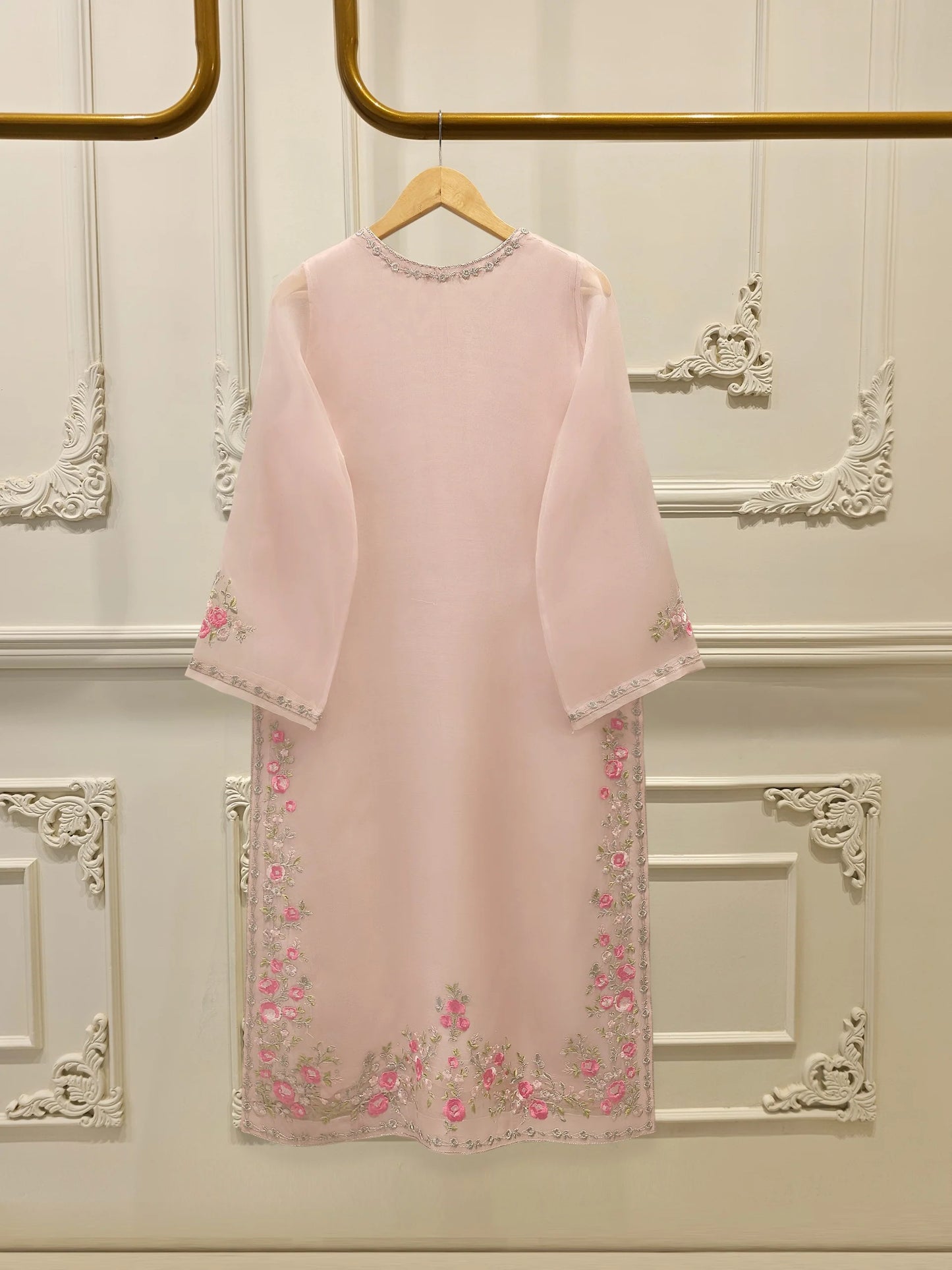 3 Piece-Aghanoor Embroidered Organza 3 Piece Suit