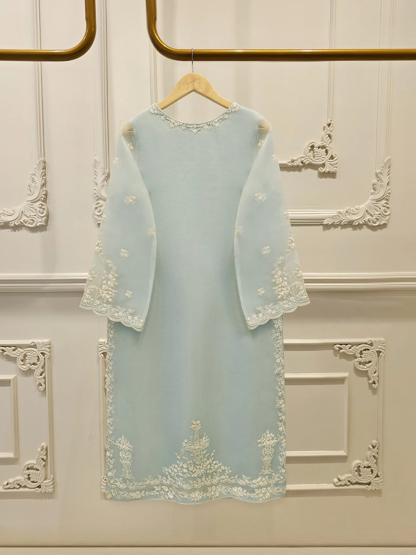 3 Piece-Aghanoor Embroidered Organza 3 Piece Suit