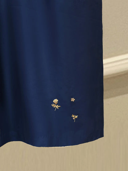 Aghanoor Embroidered Blue Seesha Silk 3 Piece Suit