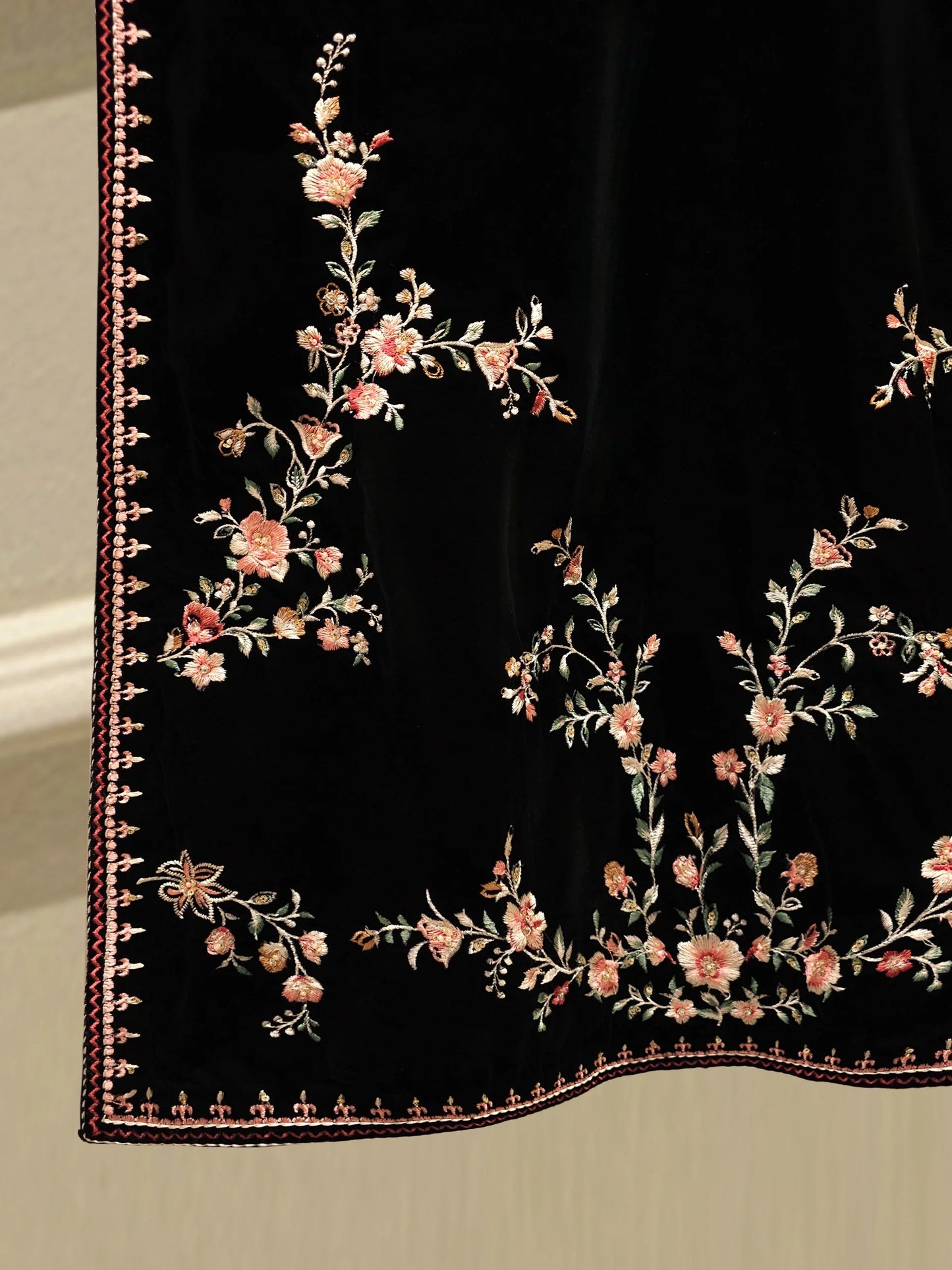 Aghanoor Embroidered Luxury Velvet 3 Piece -Black