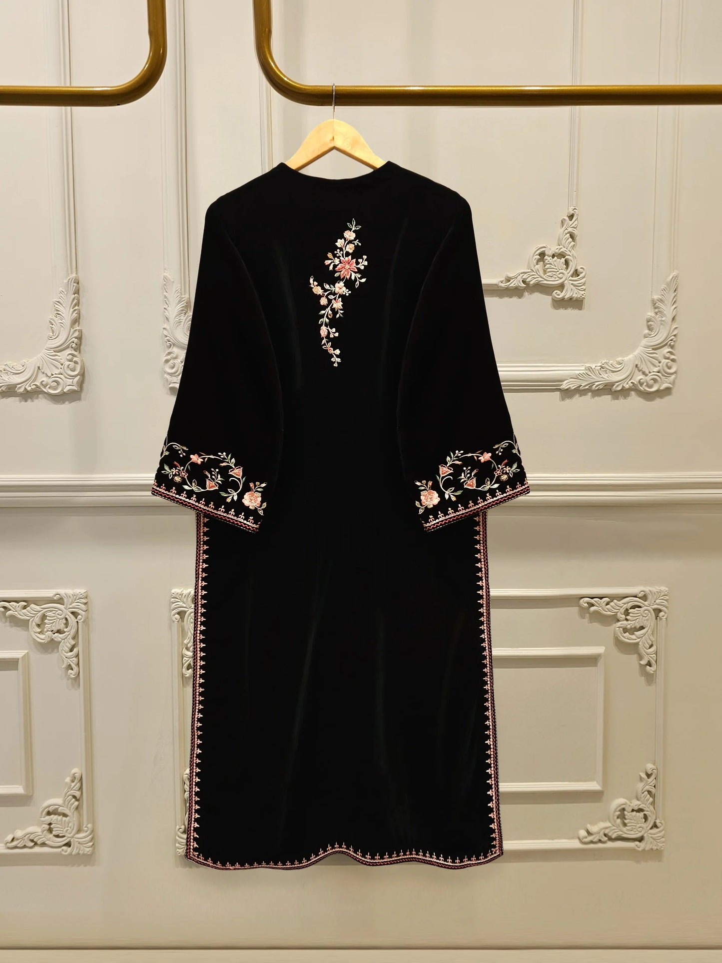 Aghanoor Embroidered Luxury Velvet 3 Piece -Black