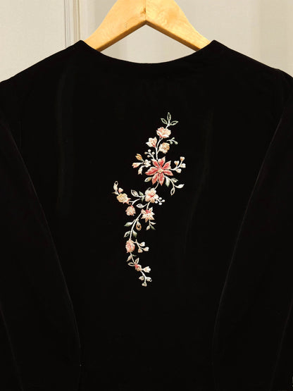 Aghanoor Embroidered Luxury Velvet 3 Piece -Black
